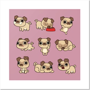 Kawaii pug Posters and Art